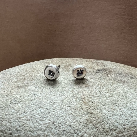 Stamped Sterling Silver Handmade Earrings - Picture 2 of 5